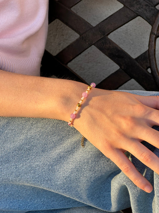 Roséa – Bracelet de Perles de Morganite